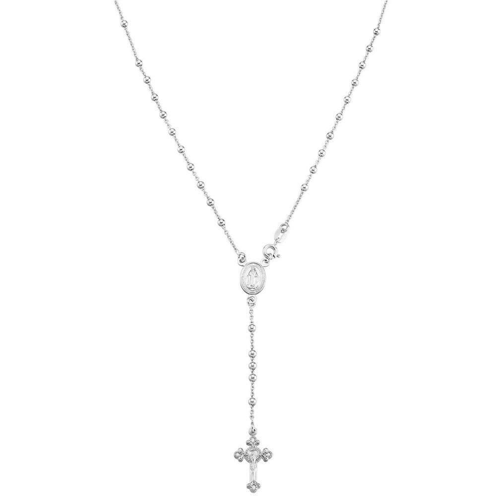 Italian 925 Sterling Silver or 18K Gold Plated Rosary Bead Cross Y